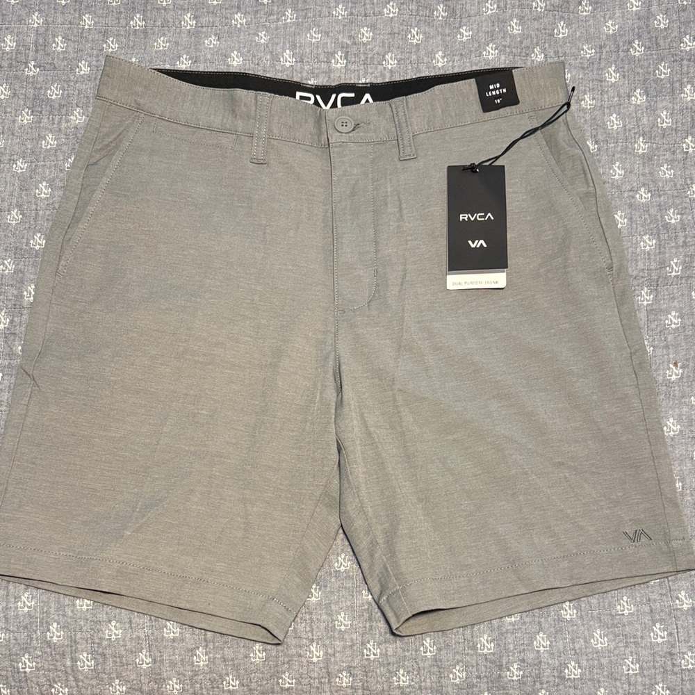 RVCA Men's Light Gray Flat Front Shorts
